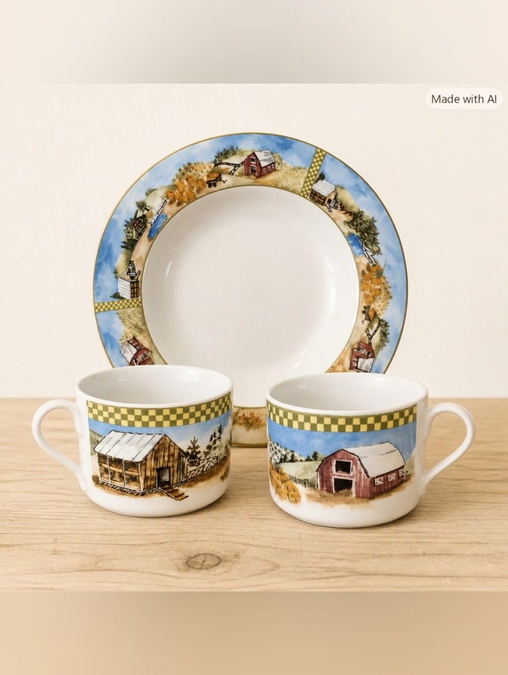 Trenditions “Barn & Countryside” Dishware Set – Vintage Farmhouse Porcelain